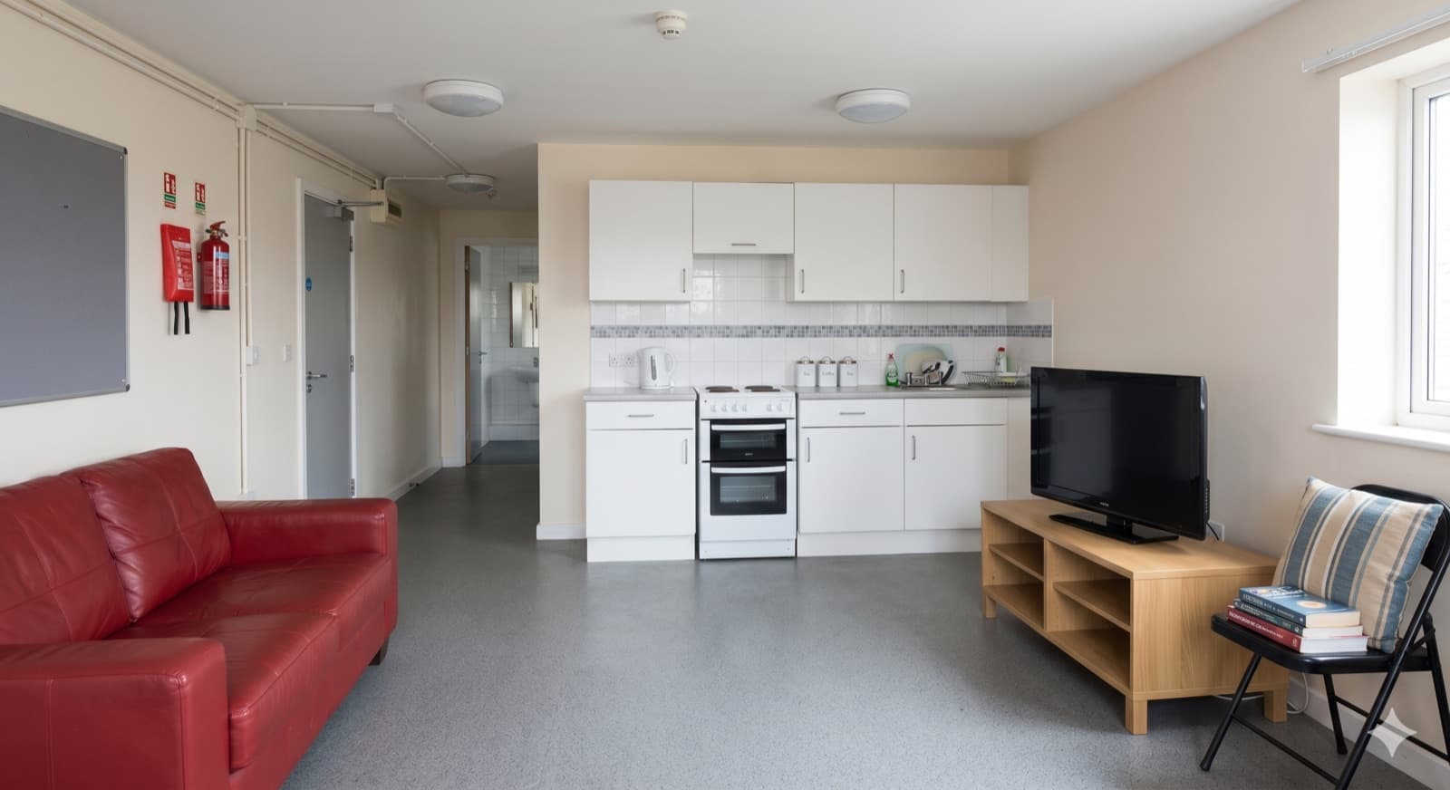 Shared kitchen and living space at Ocean Quay
